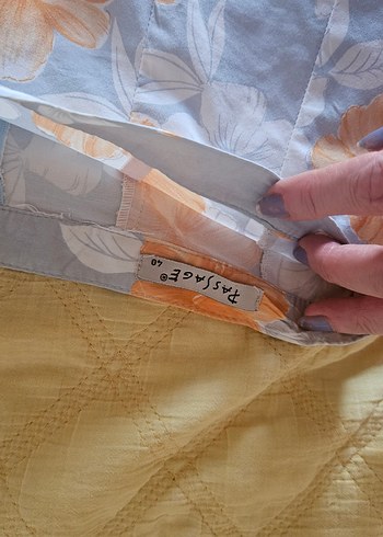 l Beden mavi Renk Mavi Çiçekli Midi çan etek