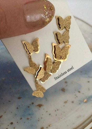 Çelik Kelebek Küpeler - Görsel 2