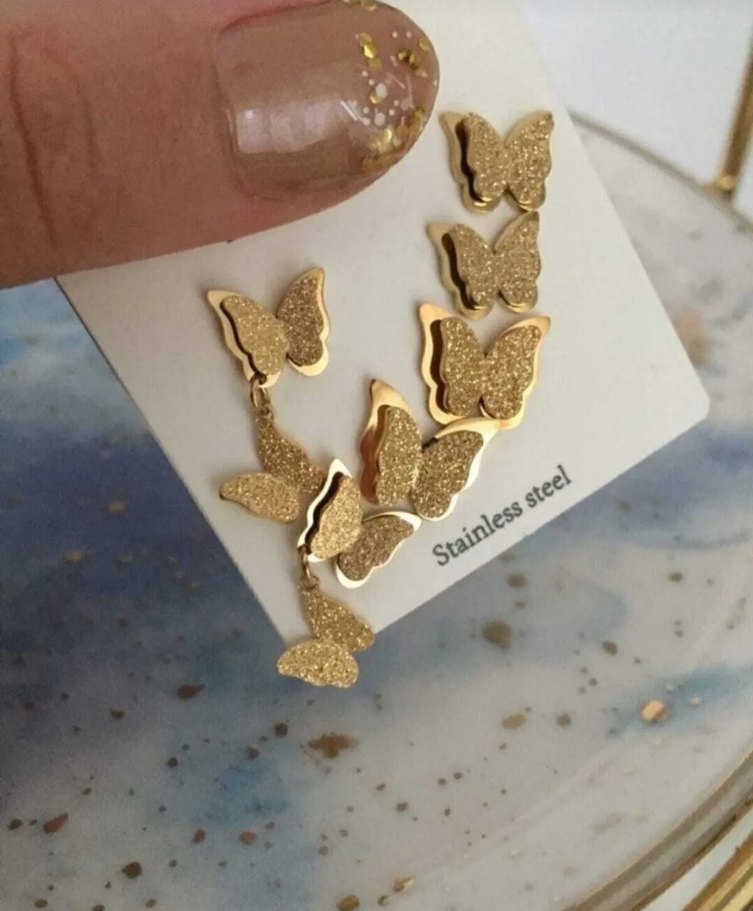 Çelik Kelebek Küpeler - Görsel 2