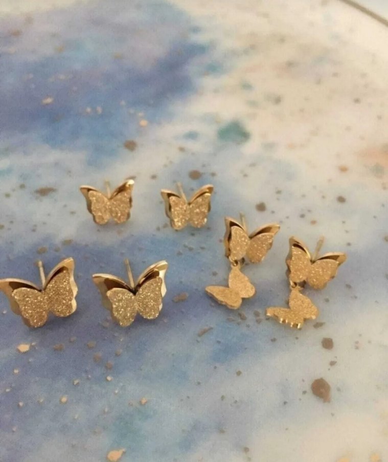 Çelik Kelebek Küpeler - Görsel 3