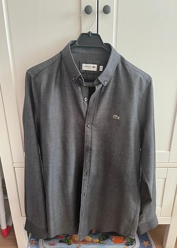Lacoste Gri Düğmeli Erkek Keten Gömlek