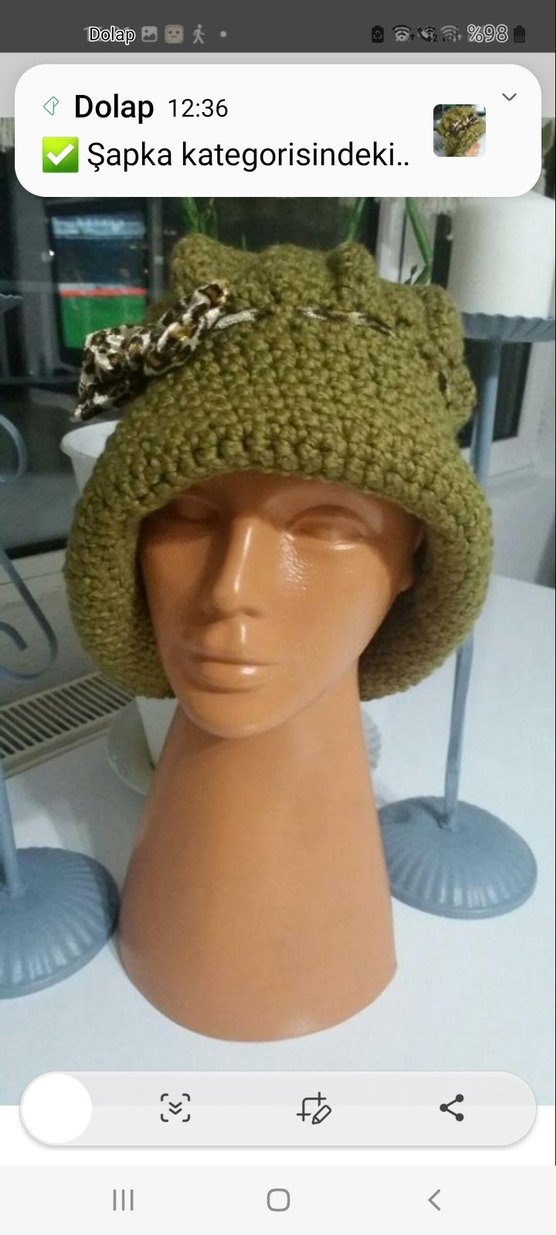 Örgü Bohem Tarz Kadın Şapka - Görsel 2