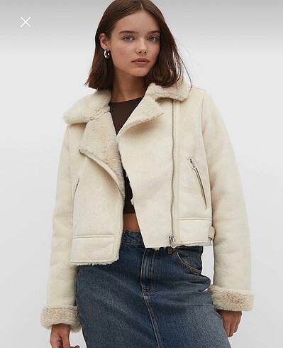 stradivarius kürklü bej ceket