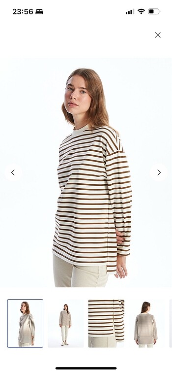 LC WAİKİKİ oversize sweatshirt tunik çizgili
