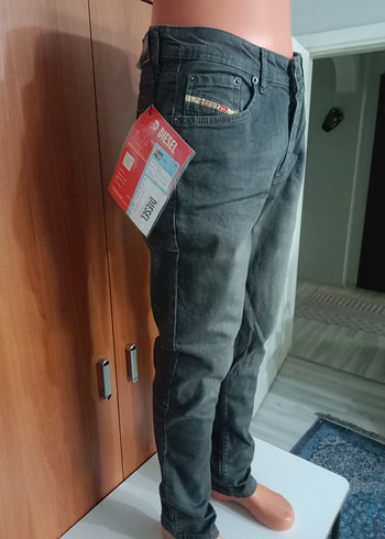 Gri Erkek Kot Pantolon, Kemerli, Regular Fit - Görsel 2