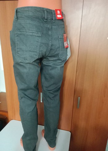 Gri Erkek Kot Pantolon, Kemerli, Regular Fit - Görsel 3