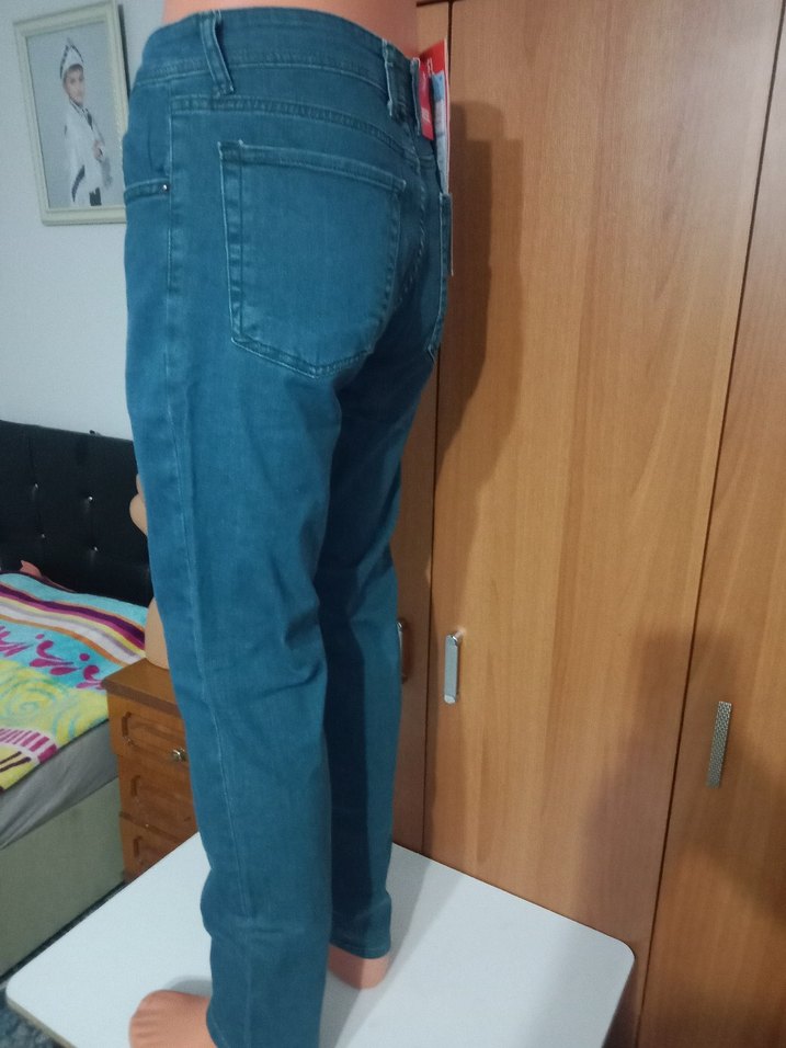 Erkek petrol mavisi kot pantolon - Görsel 3