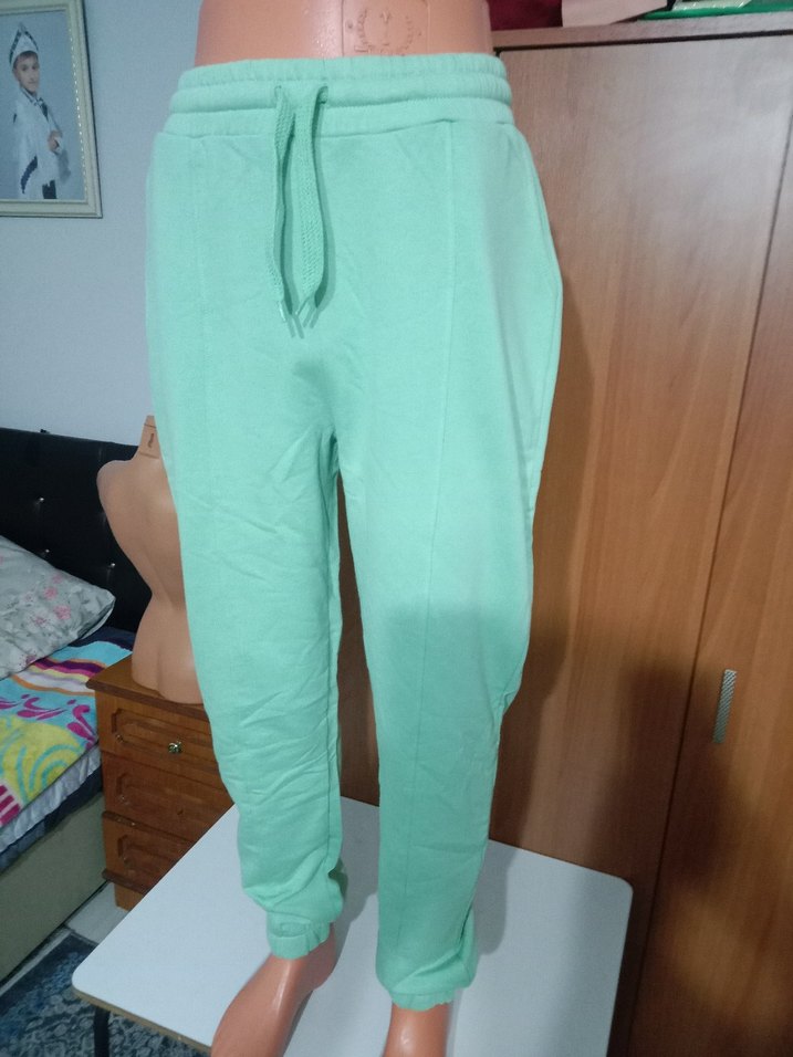 Bayan Rahat Kesim Midi Boy Yeşil Eşofman Altı - Görsel 3