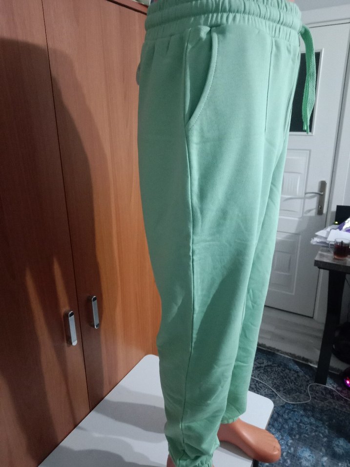 Bayan Rahat Kesim Midi Boy Yeşil Eşofman Altı - Görsel 5