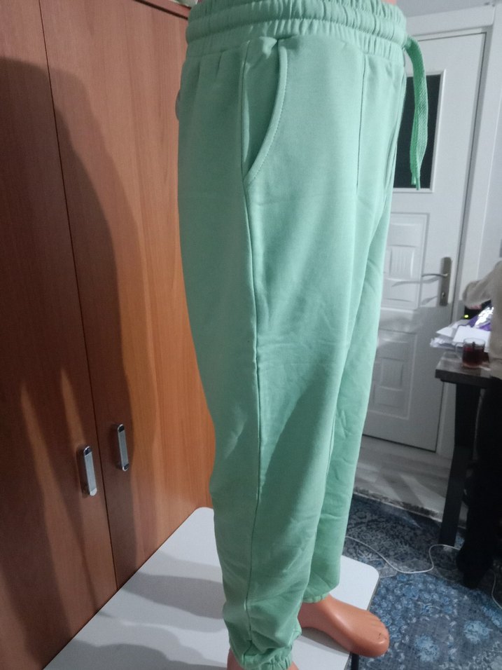 Bayan Rahat Kesim Midi Boy Yeşil Eşofman Altı - Görsel 4