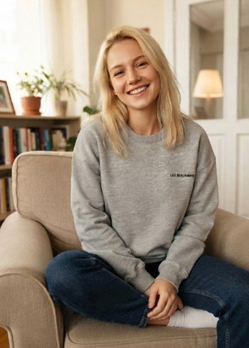 Les Benjamins Gri Melanj Bisiklet Yaka Sweatshirt