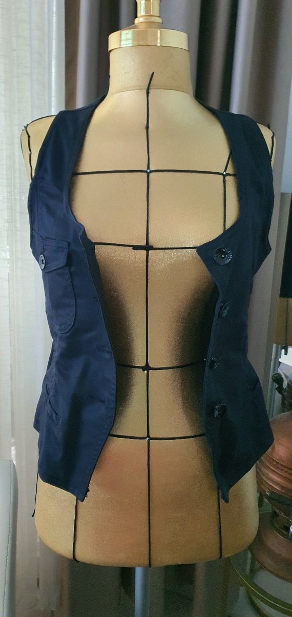 Düğmeli Mor Denim Kadın Yelek - Görsel 2