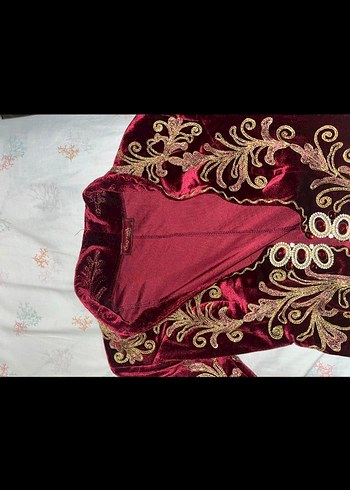 Bordo İşlemeli Uzun Kol Henna Elbise - Görsel 2