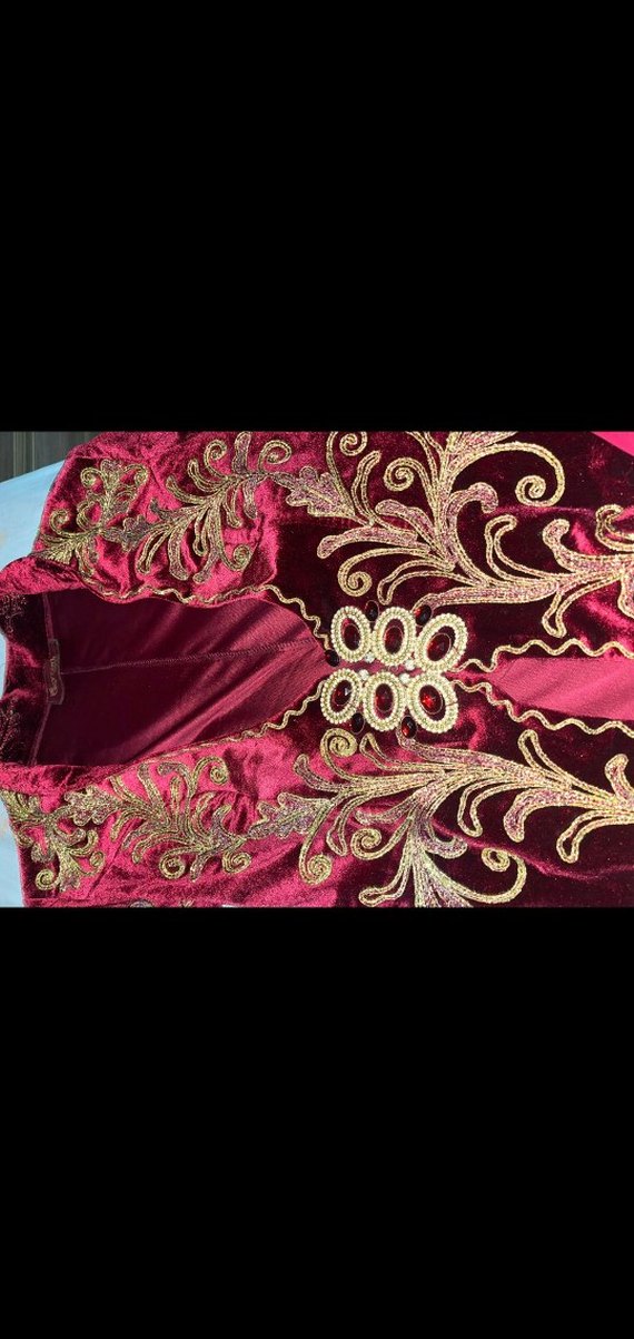 Bordo İşlemeli Uzun Kol Henna Elbise - Görsel 4