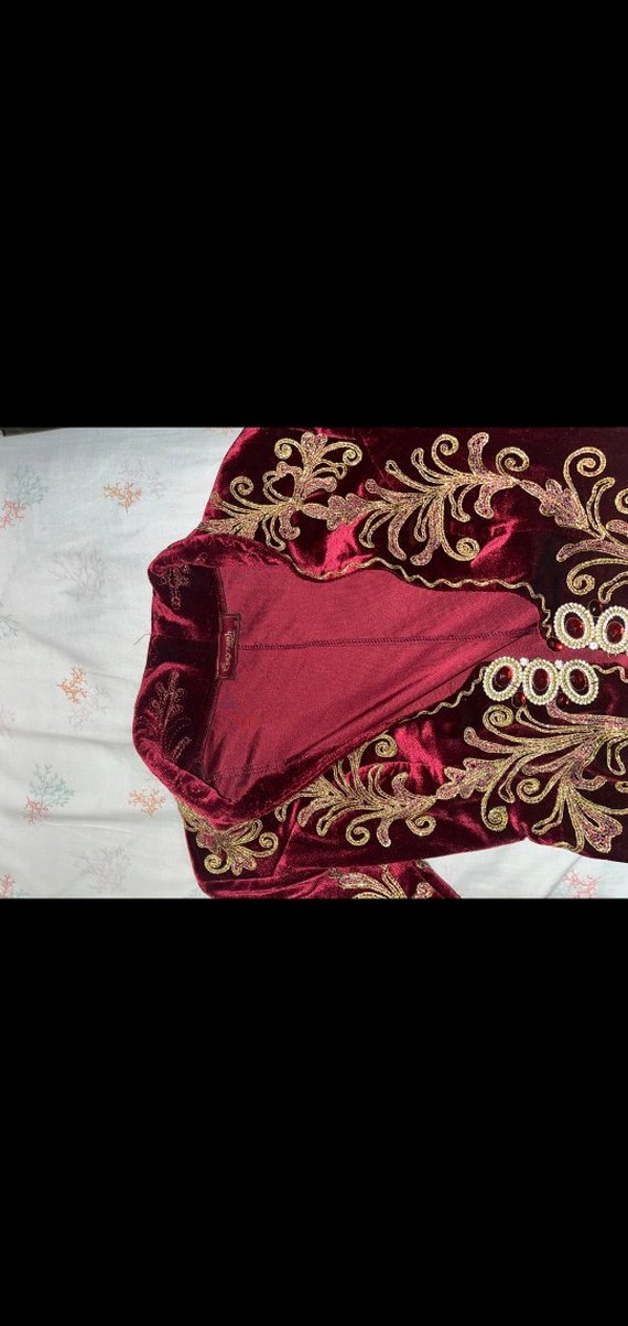 Bordo İşlemeli Uzun Kol Henna Elbise - Görsel 2