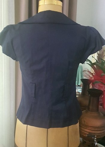 Düğmeli Lacivert Kadın Blazer Ceket - Görsel 2