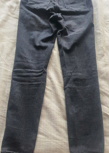 Düğmeli Gri Kadın Denim Pantolon - Görsel 2