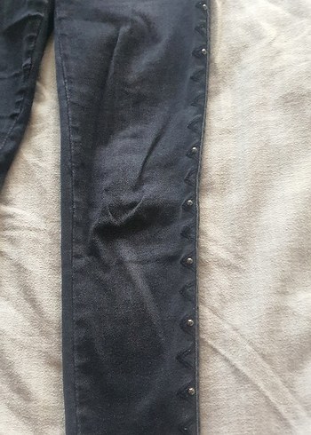 Düğmeli Gri Kadın Denim Pantolon - Görsel 4