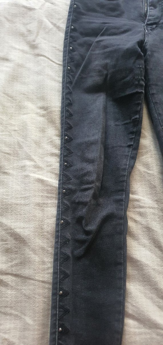 Düğmeli Gri Kadın Denim Pantolon - Görsel 3