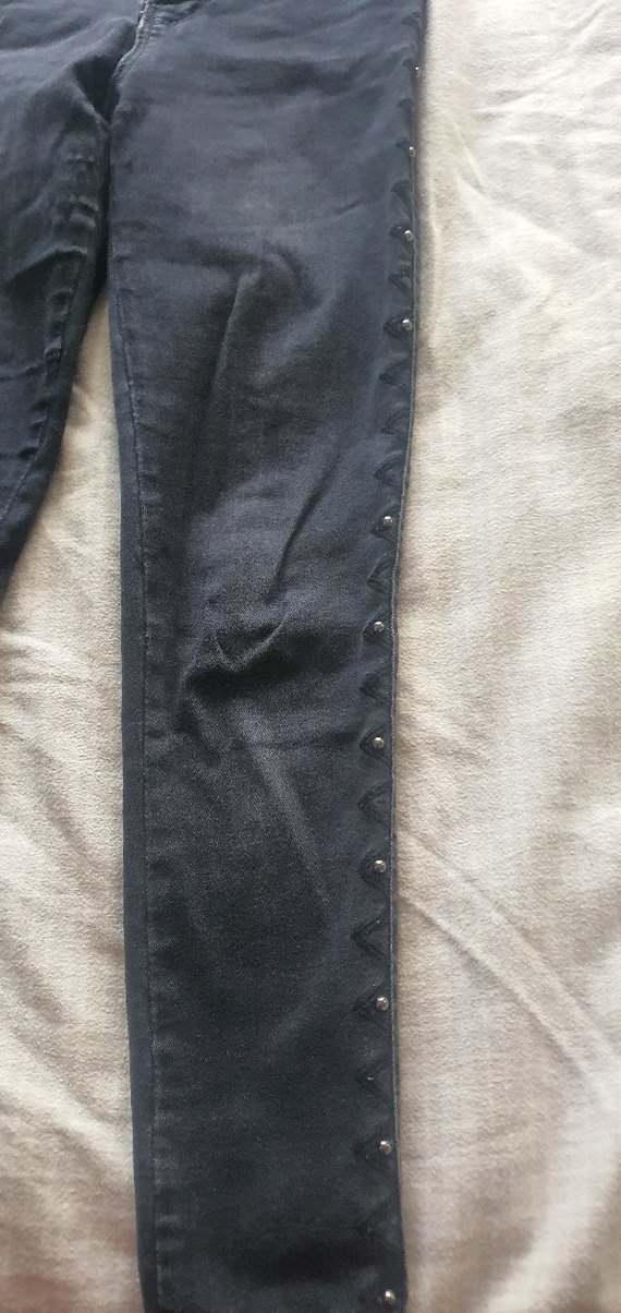 Düğmeli Gri Kadın Denim Pantolon - Görsel 4