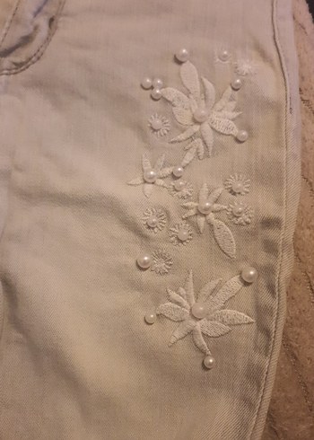 Gri Nakışlı Kadın Denim Pantolon likralı - Görsel 3