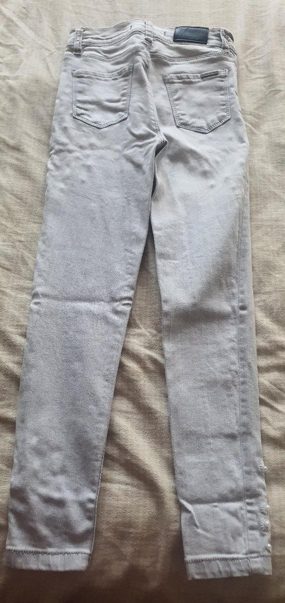 Gri Nakışlı Kadın Denim Pantolon likralı - Görsel 2