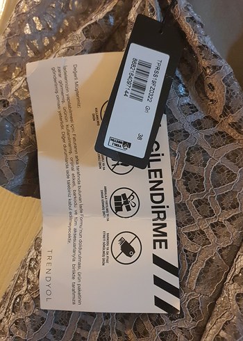 38 Beden Dantel Detaylı Gri Midi Elbise abiye