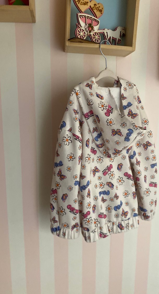 Kız Çocuk Renkli Kapüşonlu Fermuarlı Yağmurluk - Görsel 2