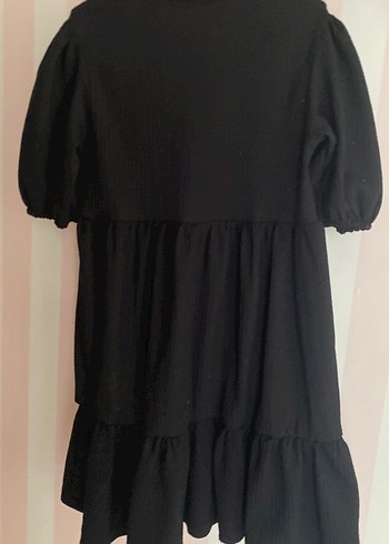 Siyah Midi Loose Fit Keten Elbise kız çoçuk - Görsel 4