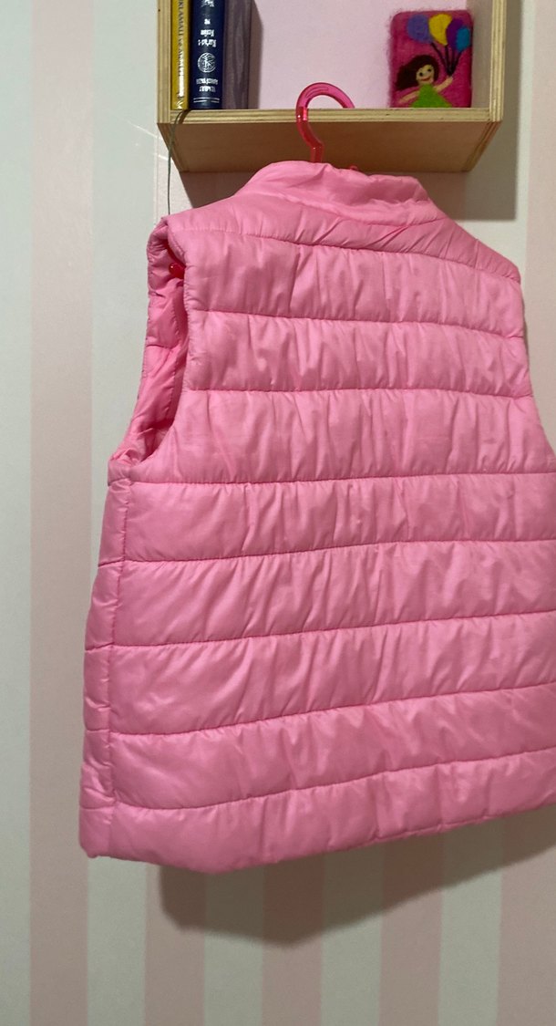 Kız Çocuk Pembe Fermuarlı Yelek - Görsel 2