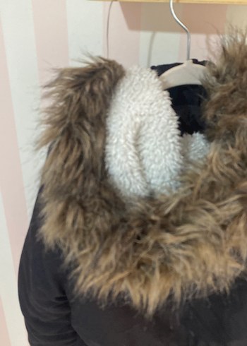 Kürklü Siyah Kadın Mont - Görsel 4