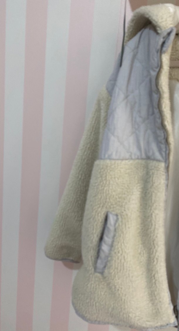 Beyaz Peluş ve Kürklü Kız Çocuk Ceketi - Görsel 5