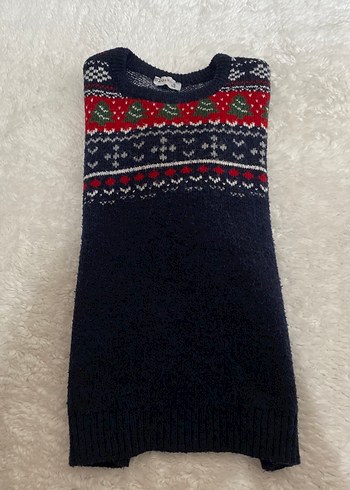 Koyu renkli, çok renkli, örgü kadın kazak - Görsel 2