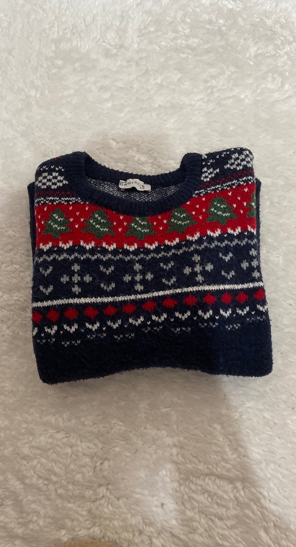 Koyu renkli, çok renkli, örgü kadın kazak - Görsel 4