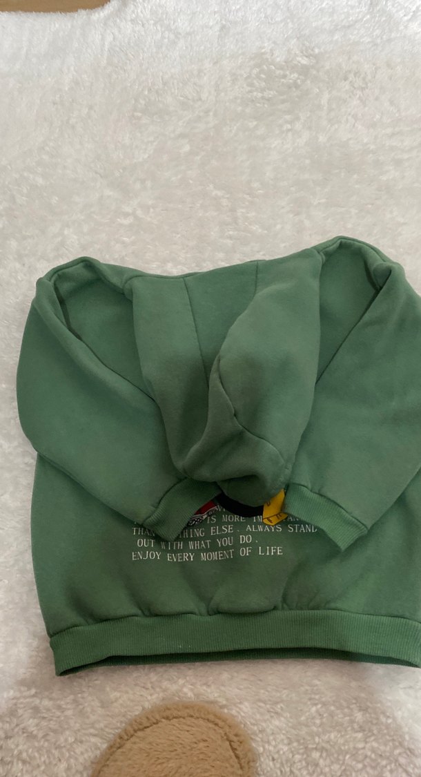 Kız Çocuk Yeşil Kapüşonlu Sweatshirt - Görsel 3