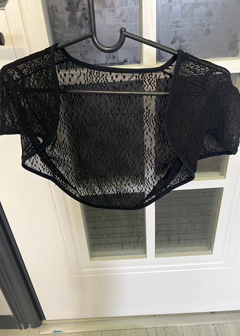 Kadın Siyah Dantelli Bolero - Görsel 2