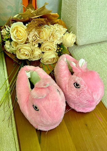 Kızlar için Pembe Peluş Terlik - Görsel 2