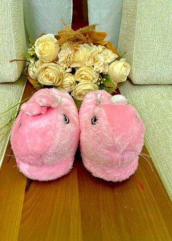 Kızlar için Pembe Peluş Terlik - Görsel 3