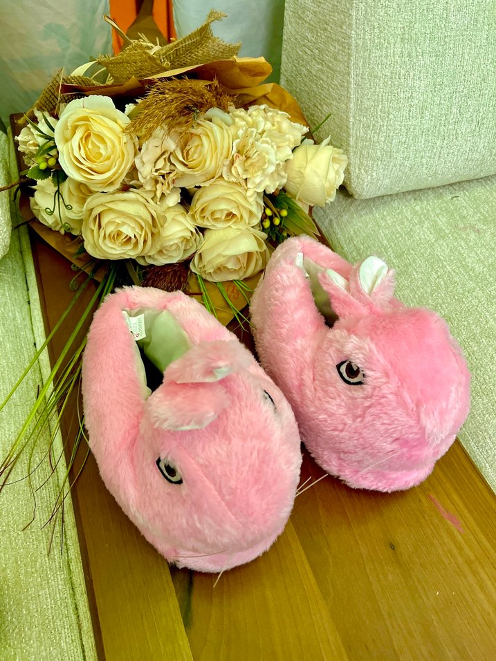 Kızlar için Pembe Peluş Terlik - Görsel 2