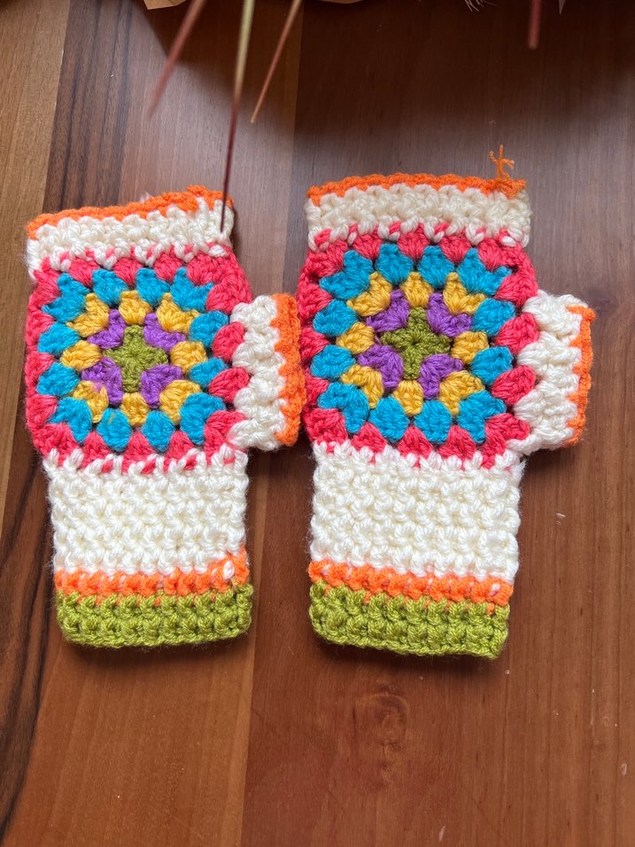 Renkli Örgü Bohem Kadın Eldiveni - Görsel 3