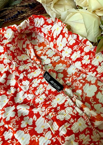 Kırmızı Çiçek Desenli Uzun Etek - Görsel 4