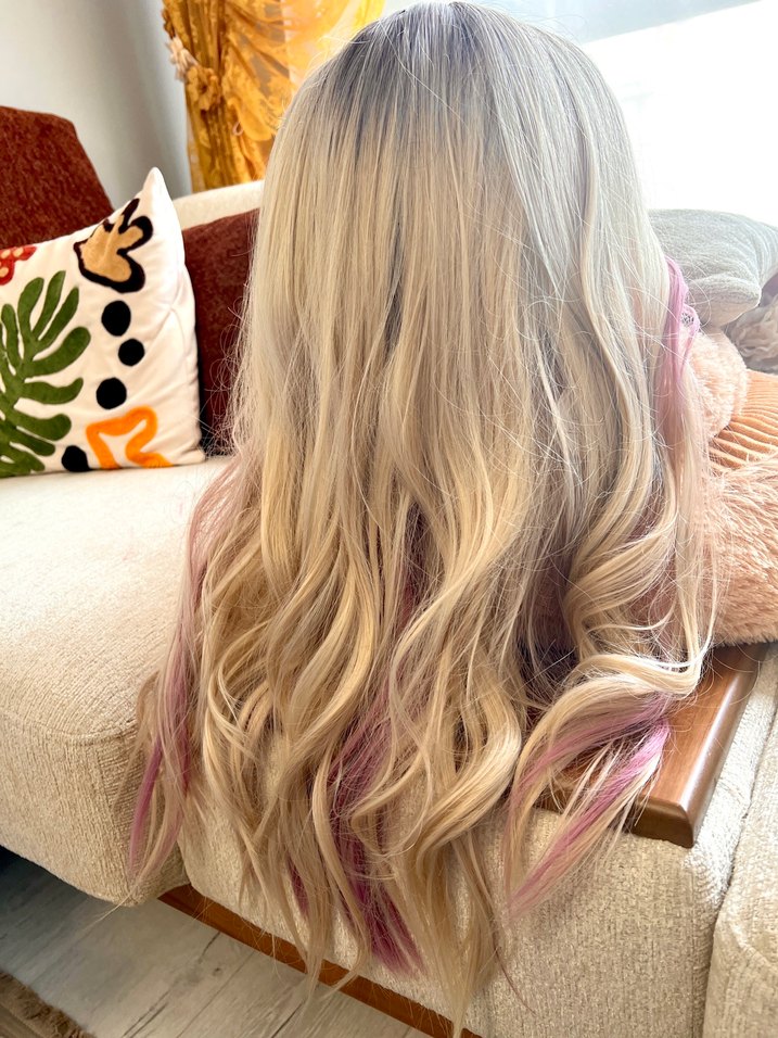 Pembe Sarı Kadın Perük - Görsel 3