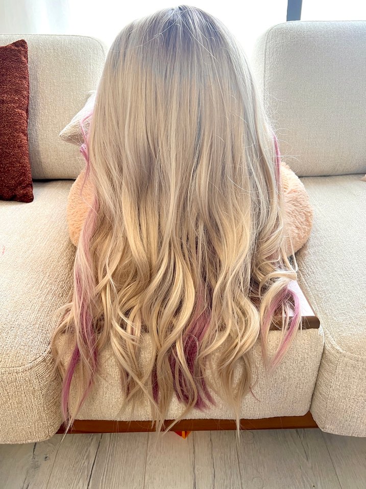 Pembe Sarı Kadın Perük - Görsel 4