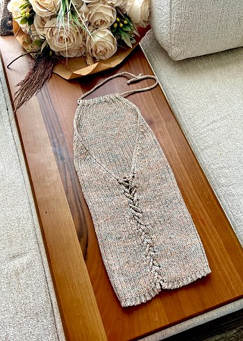 Triko örgü sırtı açık bluz - Görsel 3