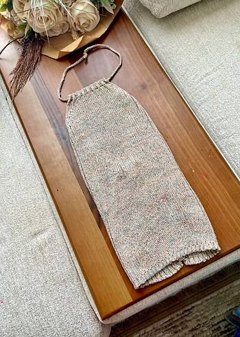 Triko örgü sırtı açık bluz - Görsel 5