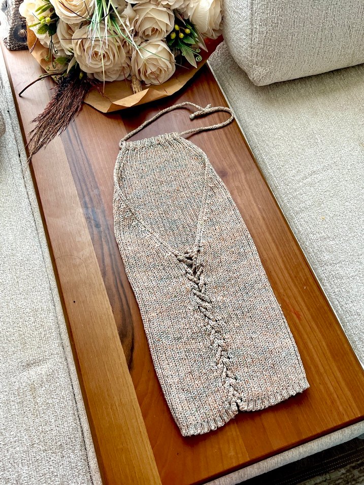 Triko örgü sırtı açık bluz - Görsel 3