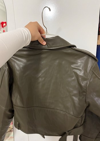 Diğer HAKİ Kemerli Biker Deri Ceket