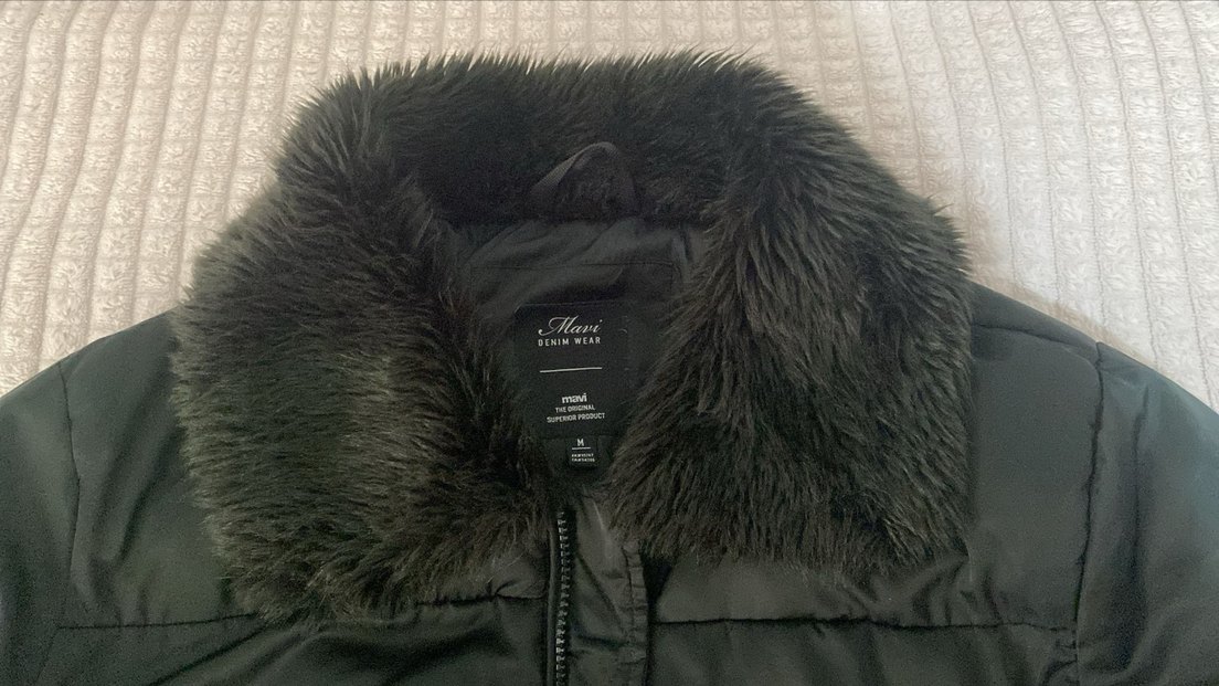 Siyah Kürklü Kadın Kışlık Mont Mavi Marka - Görsel 2