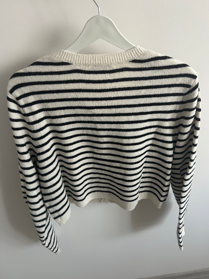 Çizgili Örgü Uzun Kollu Kadın Hırka stradivarius marka - Görsel 3