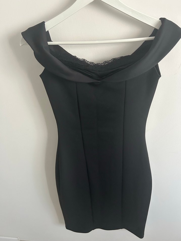 Siyah Drapeli Midi Kadın Abiye Elbise - Görsel 4